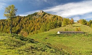 31 Il Pizzo Badile, il sentiero sale nel pascolo dietro la stalla...